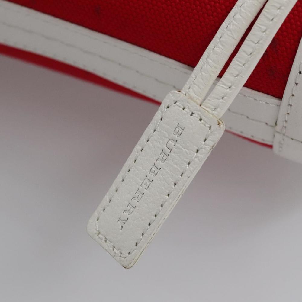 BURBERRY Blue Label Hand Bag Canvas Leather Red White Silver Auth 113132 - Picture 14 of 16